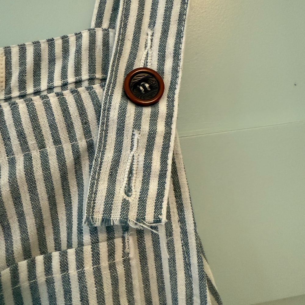 Three Bird Nest Blue and White Striped Overalls - Picture 4 of 5